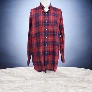 RALPH LAUREN POLO SHIRT Men's Blake Button Down Long Sleeve Red Plaid Size LARGE